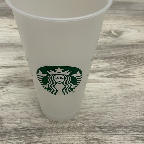 2020 Starbucks Clear w Green & White Logo Plastic Reusable Cold Venti 24 Oz Cup - Picture 3 of 8